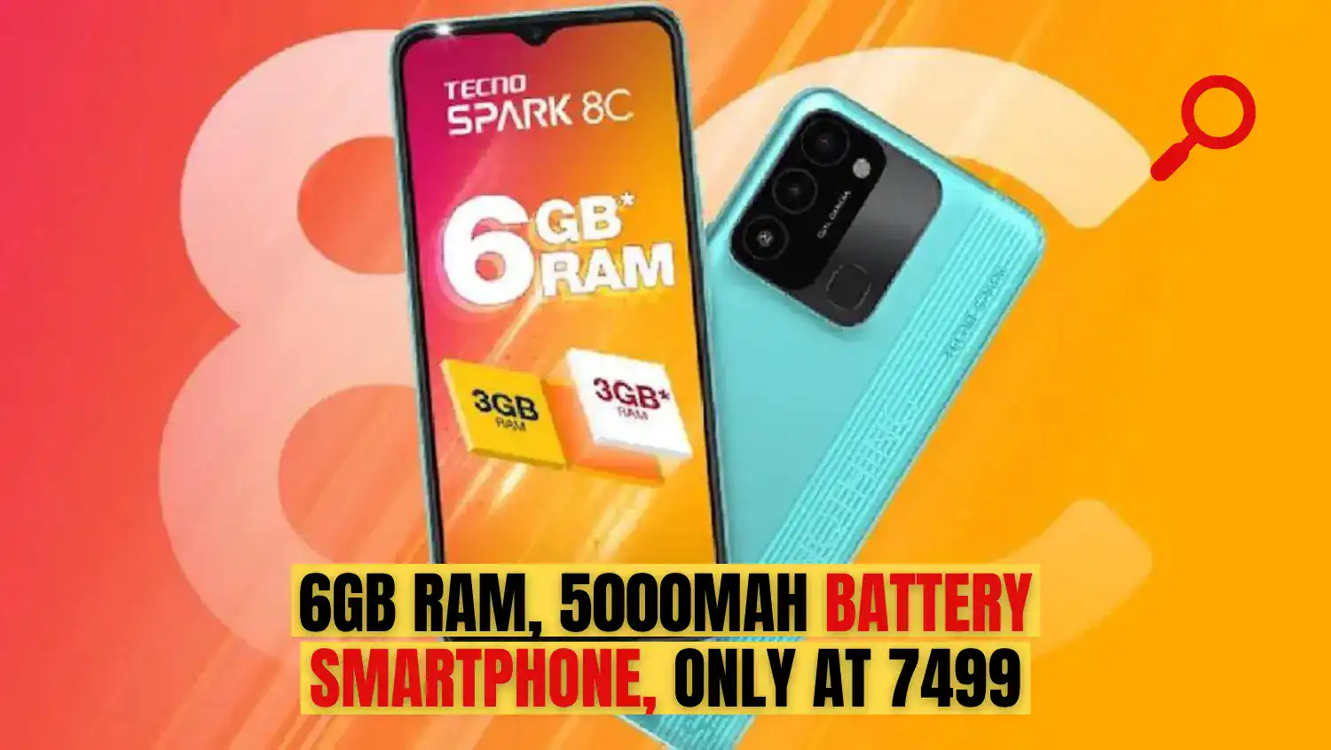 Tecno Spark 8C: 6GB RAM, 5000mAh battery Smartphone, only at 7499