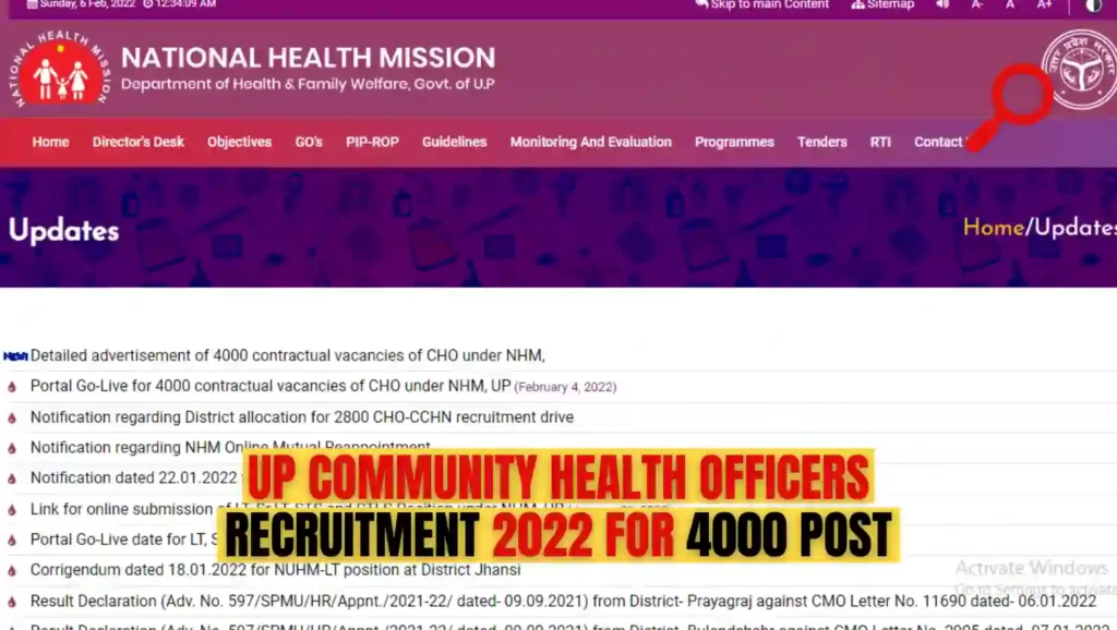 UP CHO Recruitment 2022: UP NHM Community Health Officers CHO Online Form 2022 for 4000 Post